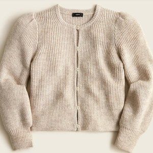 NWT J Crew Beige Puff Sleeve Lightweight Alpaca Blend Cardigan Sweater